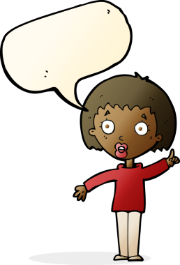 Çizgi filmdeki kadın bir insan tarafından çizilmiş konuşma balonuyla anlatmak istediği şeyi anlatıyor.