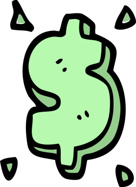 Bir insan tarafından çizilmiş karalama dolar işareti.