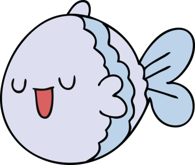 Bir insan tarafından çizilmiş garip bir karikatür balığı.