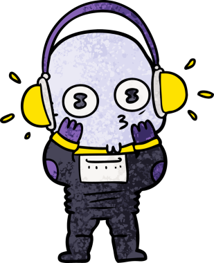 Bir insan tarafından çizilmiş garip kel uzay adamı çizgi filmi.