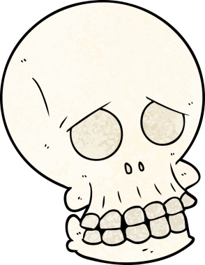 Bir insan tarafından çizilmiş ürkütücü bir kafatası.