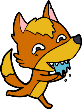 Bir insan tarafından çizilmiş tilki çizgi film karakteri