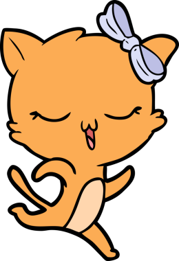 Bir insan tarafından çizilmiş kafasında yay olan çizgi film kedisi.