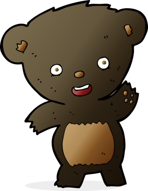 Bir insan tarafından çizilmiş siyah ayı sallayan çizgi film.