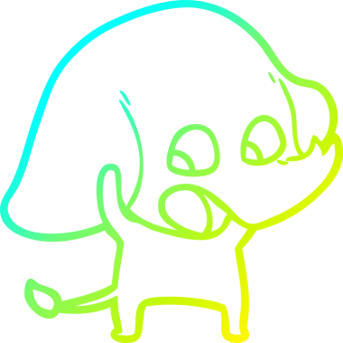 Bir insan tarafından çizilmiş şirin bir filin soğuk gradyan çizgisi