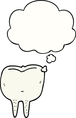 Bir insan tarafından çizilmiş düşünce baloncuklu çizgi film dişi.