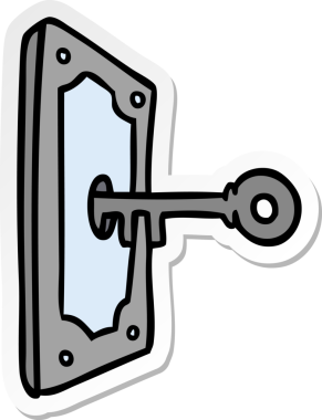 Bir insan tarafından çizilmiş bir kapı kolunun el çizimi karikatürü.