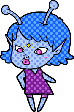 Bir insan tarafından çizilmiş güzel uzaylı kız.