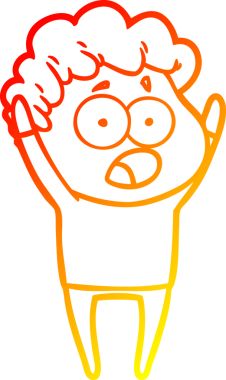 Bir insan tarafından şaşırtılarak çizilen çizgi film karakterinin sıcak çizgi çizimi.