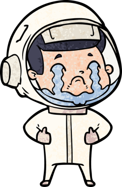 Bir insan tarafından çizilmiş ağlayan astronot çizgi filmi.