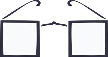 Bir insan tarafından çizilmiş kare gözlüklerin düz renk retro karikatürü