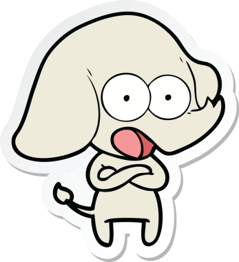 Bir insan tarafından çizilmiş şirin bir fil çıkartması.