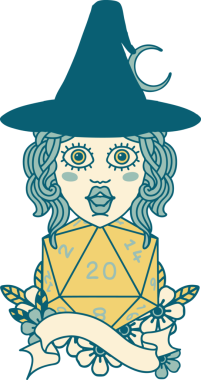 Retro Dövme Tarzı İnsan Büyücüsü Doğal 20 zar atışıyla Bir insan tarafından çizilmiş