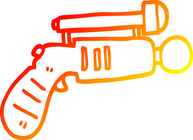 Bir insan tarafından çizilmiş bir ışın tabancasının sıcak eğimli çizgisi.