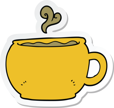 Bir insan tarafından çizilmiş bir kahve fincanının çıkartması.