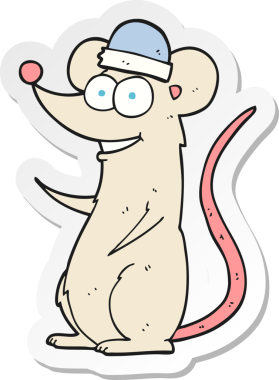 Bir insan tarafından çizilmiş mutlu bir farenin çıkartması.