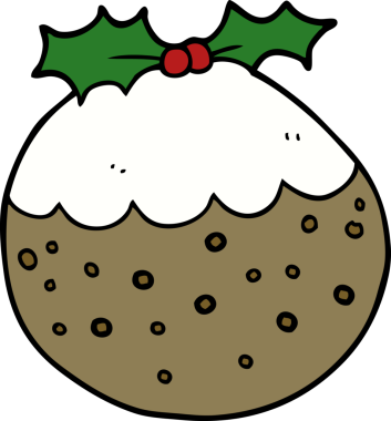 Bir insan tarafından çizilmiş noel pudingi.