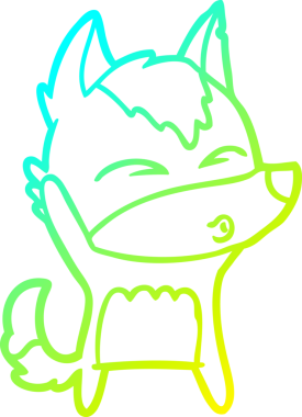 Bir insan tarafından çizilmiş bir kurt çizgi filminin soğuk gradyan çizimi