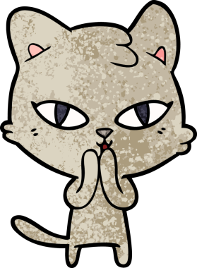 Bir insan tarafından çizilmiş çizgi film kedisi.