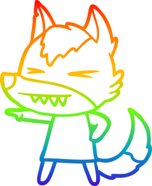 Bir insan tarafından çizilmiş kızgın bir kurt çizgi çizimi.