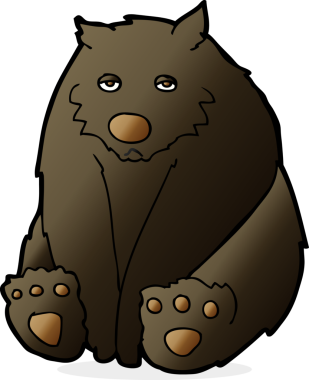 Bir insan tarafından çizilmiş mutsuz kara ayı çizgi filmi.