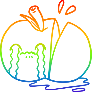 gökkuşağı gradyan çizimi bir insan tarafından çizilmiş üzgün bir elma