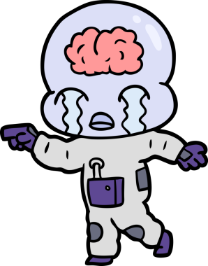 Bir insan tarafından çizilmiş koca beyinli bir uzaylı ağlaması.