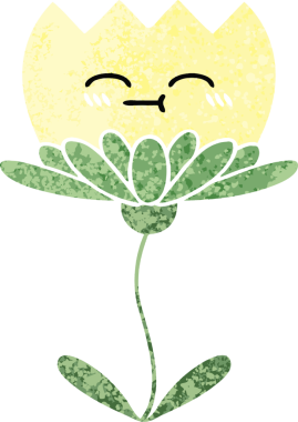 Bir insan tarafından çizilmiş bir çiçeğin retro çizim stili