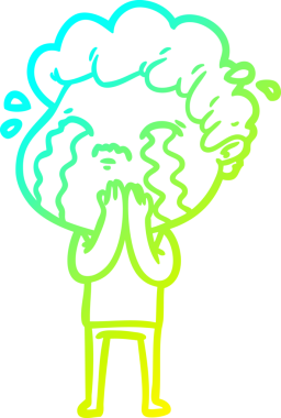 Bir insan tarafından çizilmiş ağlayan bir çizgi film karakteri çizimi.