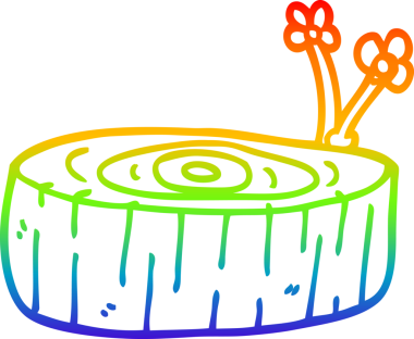 gökkuşağı gradyanı çizimi bir insan tarafından çizilmiş ağaç kütüğü