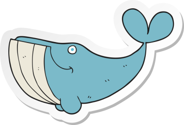 Bir insan tarafından çizilmiş mutlu bir balinanın çıkartması.