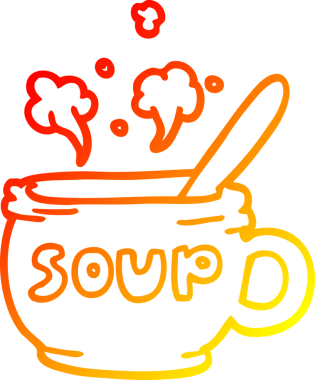 Bir insan tarafından çizilmiş sıcak çorba karikatürünü çiziyorum.