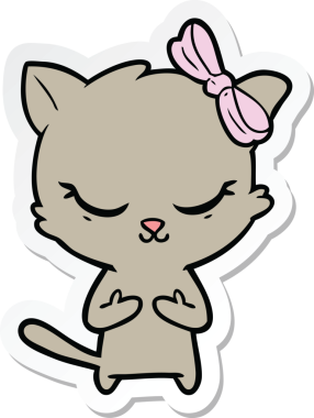 Bir insan tarafından çizilmiş şirin bir çizgi film kedisinin çıkartması.