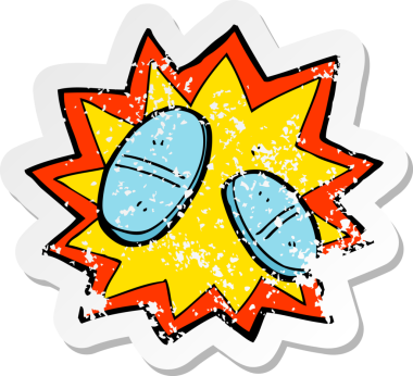 Bir insan tarafından çizilmiş bir karikatürdeki gerilimli ağrı kesiciler.