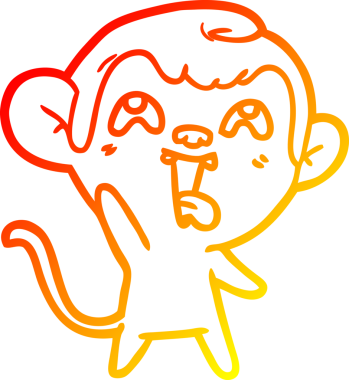 İnsan tarafından çizilmiş çılgın bir çizgi maymunun sıcak çizgi çizimi