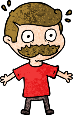 Çizgi filmdeki bıyıklı adam bir insan tarafından çizilmiş.