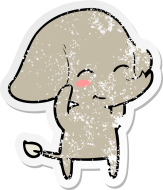 Bir insan tarafından çizilmiş şirin bir filin sıkıntılı çıkartması