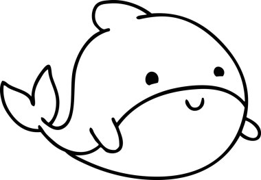 Bir insan tarafından çizilmiş mutlu bir balinanın çizimi