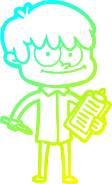 Bir insan tarafından çizilmiş mutlu bir çizgi film karakteri çizimi.