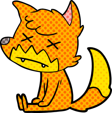 Bir insan tarafından çizilmiş ölü tilki çizgi filmi