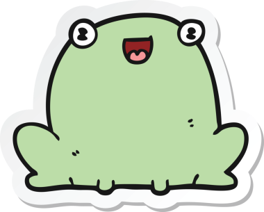 Bir insan tarafından çizilmiş karikatür kurbağasının çıkartması.