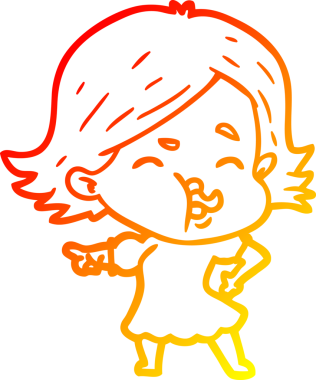 Bir insan tarafından çizilmiş bir çizgi film kızının sıcak çizgi çizimi.