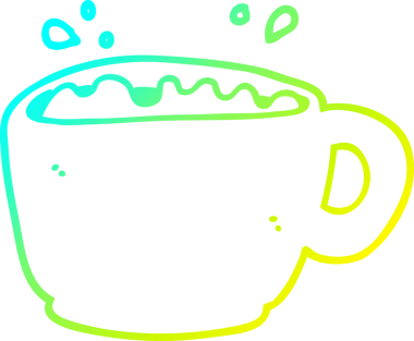 Bir insan tarafından çizilmiş bir kahve fincanının soğuk gradyan çizimi