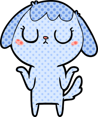 Bir insan tarafından çizilmiş şirin bir çizgi film köpeği.