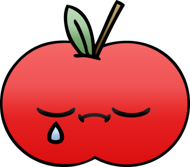 Bir insan tarafından çizilmiş kırmızı bir elmanın gölgeli çizgi filmi.