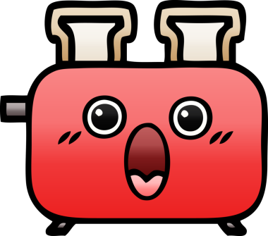 Bir insan tarafından çizilmiş tost makinesinin gölgelenmiş karikatürü.