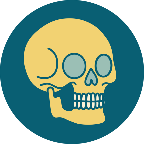 Bir insan tarafından çizilmiş bir kafatasının ikonik dövme şekli