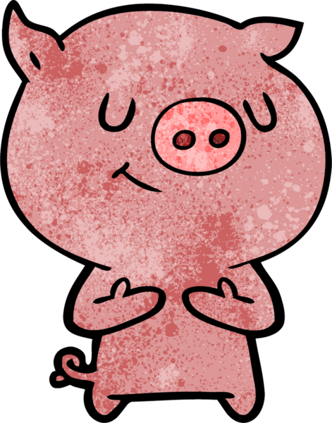 Bir insan tarafından çizilmiş mutlu çizgi film domuzu.