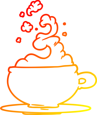 Bir insan tarafından çizilmiş sıcak çay fincanının çizimi.