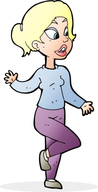 Çizgi film dostu bir kadın bir insan tarafından çiziliyor.